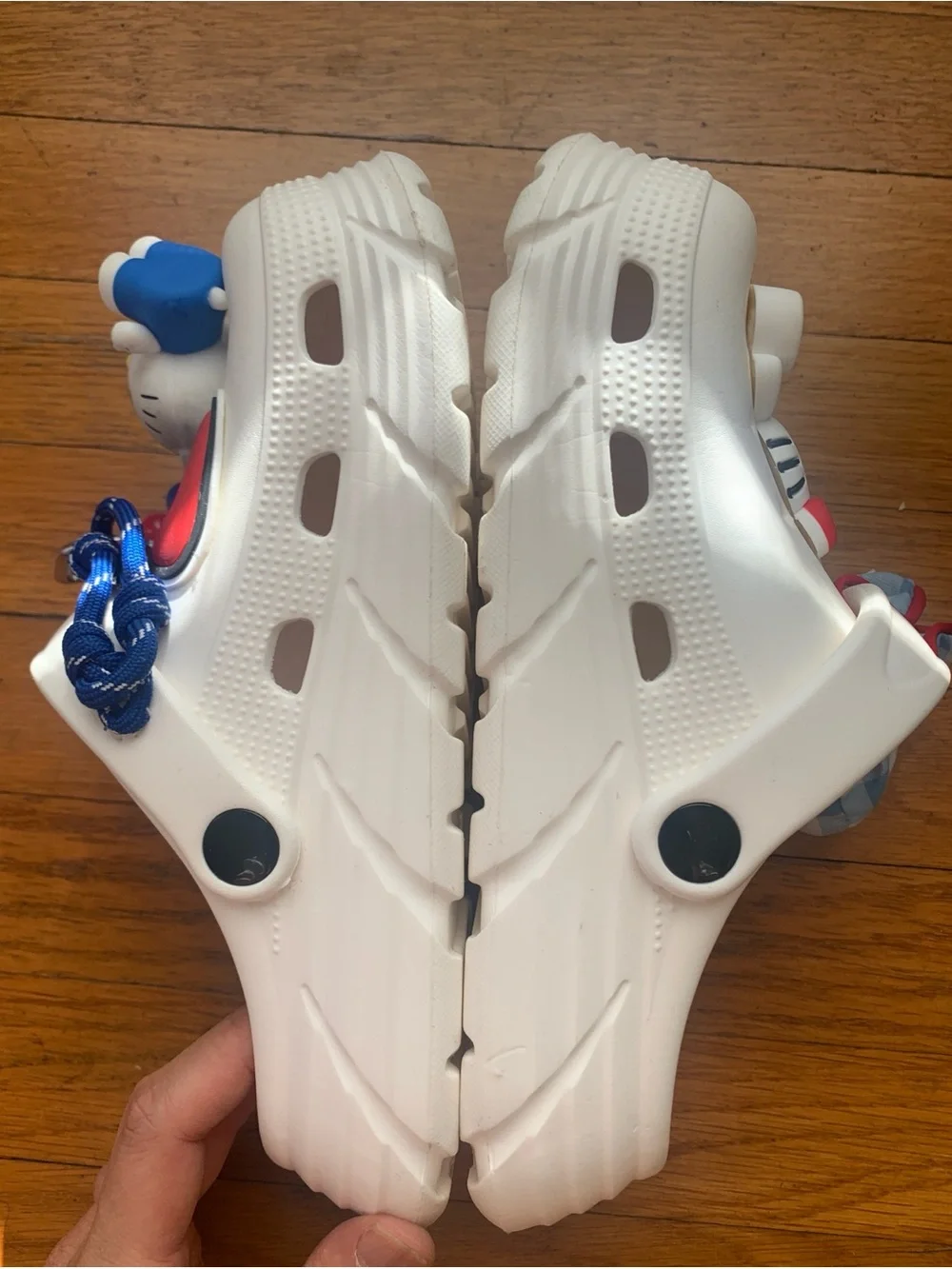 Adorable Hello Kitty Kids Croc inspired Clog Sandals with Red & Blue charms 34